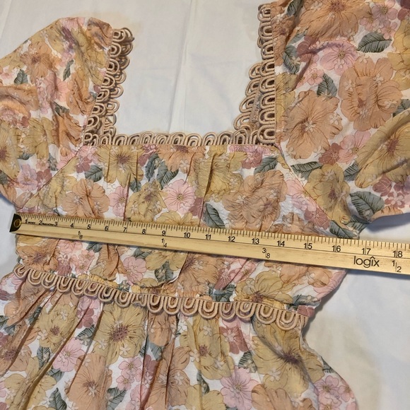 Blu Pepper Women’s Puff Sleeve Pullover Crinkled Multicolor Floral Dress size L - Picture 3 of 9